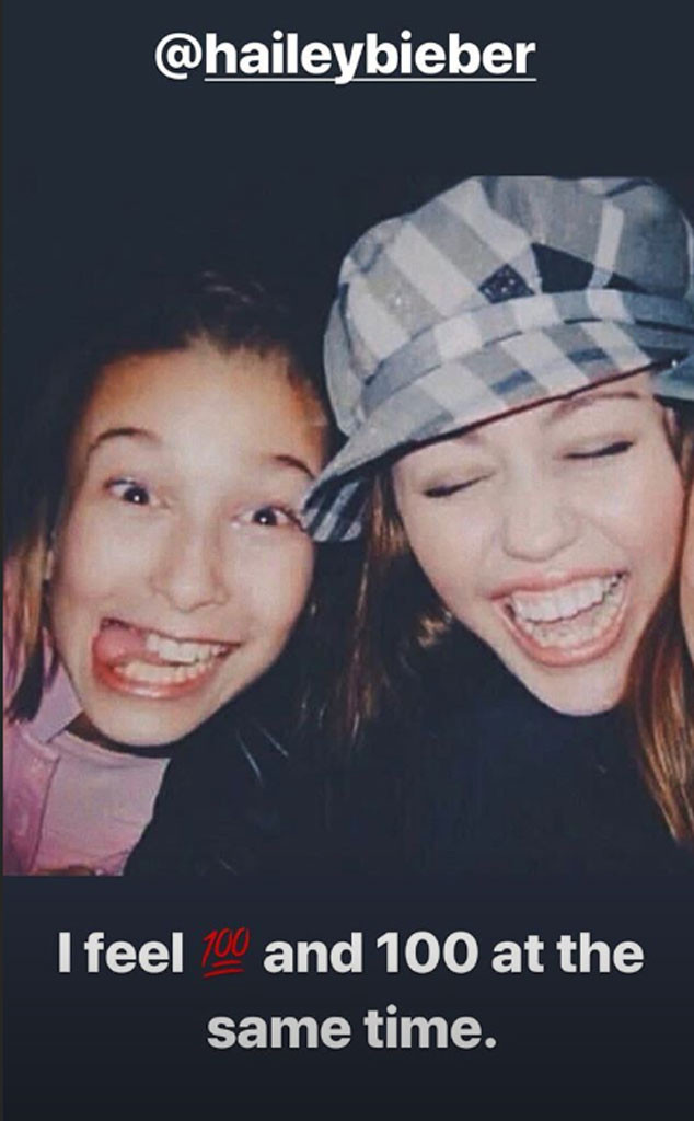 throwback photo,Photography miley cyrus" throwback photo with hailey baldwin
